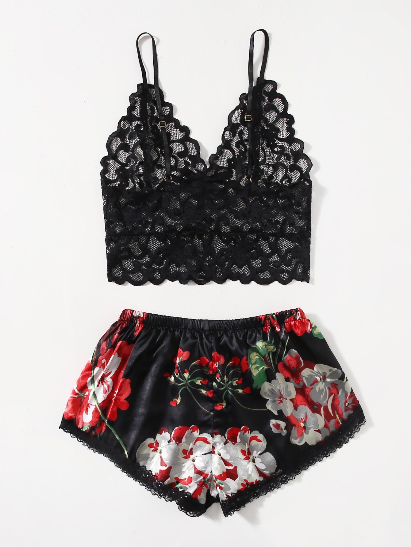 Floral Lace Pajama Set for Wom - огляд і ціна Lace Bralette Set