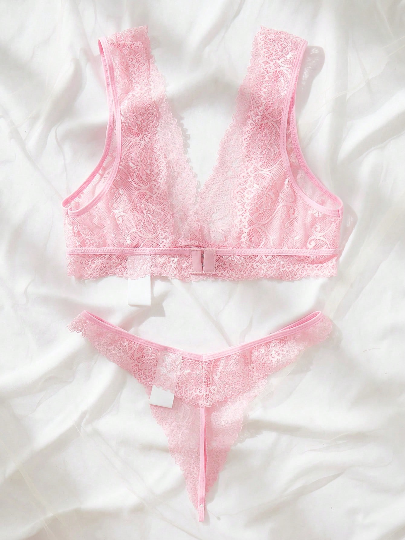 Pink Lace Lingerie Set Sheer F - огляд і ціна Lace Bralette Set