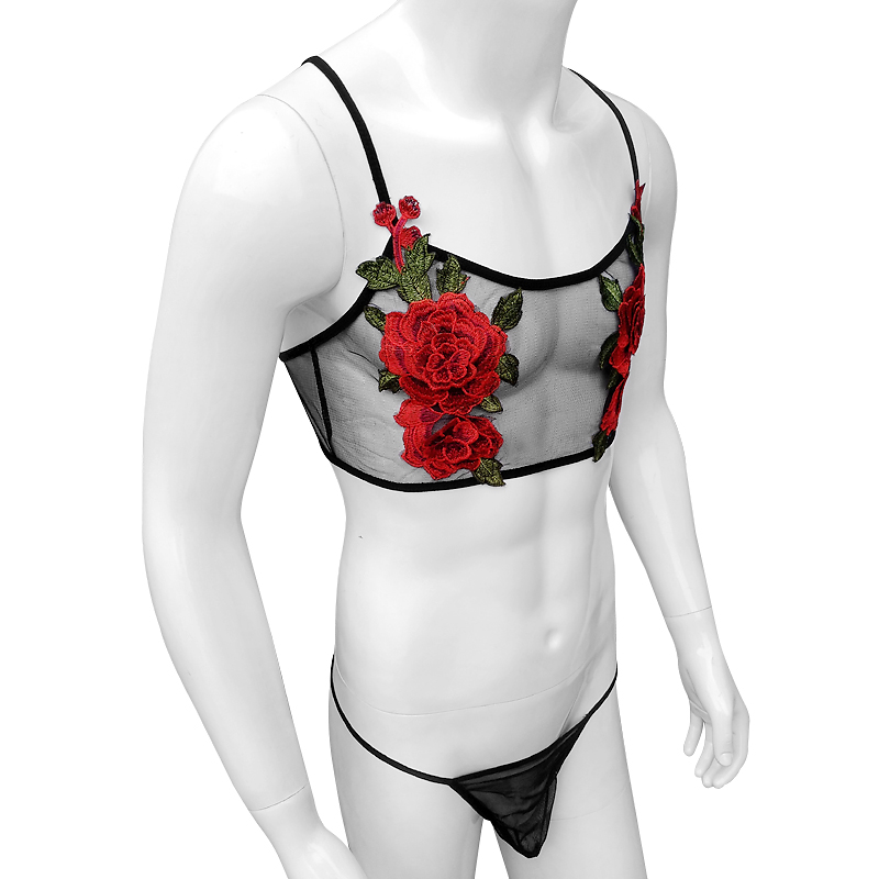 Sexy Embroidery Mens See Throu - огляд і ціна Sheer Mesh Bra
